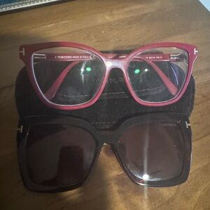 Tom Ford Women's Burgundy and Black Glasses Set